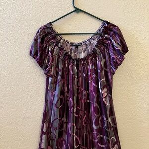 Summer top dark purple, light purple, gray, elastic neck and sleeves!